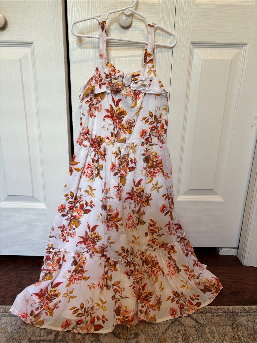 Janie and Jack White Maxi Dress with Pink and Tan Floral Print